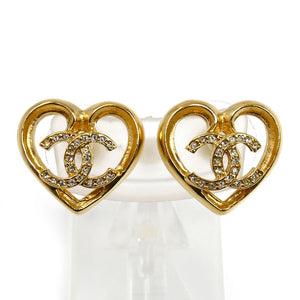Chanel Coco Mark Strass Heart Earrings