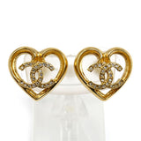 Chanel Coco Mark Strass Heart Earrings