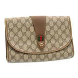 Gucci Web Sherry Line GG Canvas Clutch Bag Beige Red Green ki1633