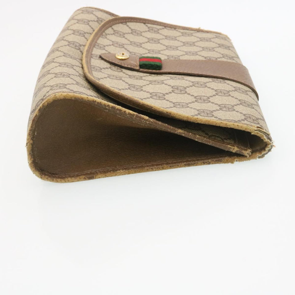 Gucci Web Sherry Line GG Canvas Clutch Bag Beige Red Green ki1633