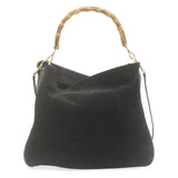 Gucci Bamboo Shoulder Bag Suede 2Way Hand Bag Black ki1651