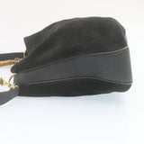 Gucci Bamboo Shoulder Bag Suede 2Way Hand Bag Black ki1651