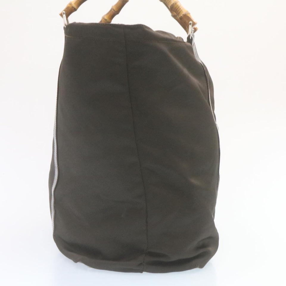 Gucci Bamboo Boston Bag Nylon Brown ki1686