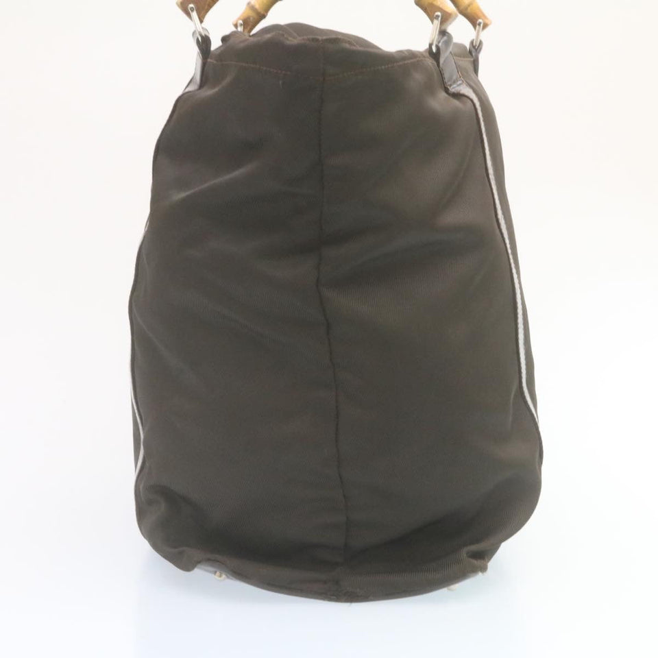 Gucci Bamboo Boston Bag Nylon Brown ki1686