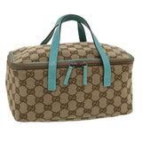 Gucci GG Canvas Hand Bag Turquoise Blue Brown ki1827