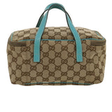 Gucci GG Canvas Hand Bag Turquoise Blue Brown ki1827