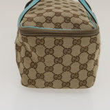 Gucci GG Canvas Hand Bag Turquoise Blue Brown ki1827