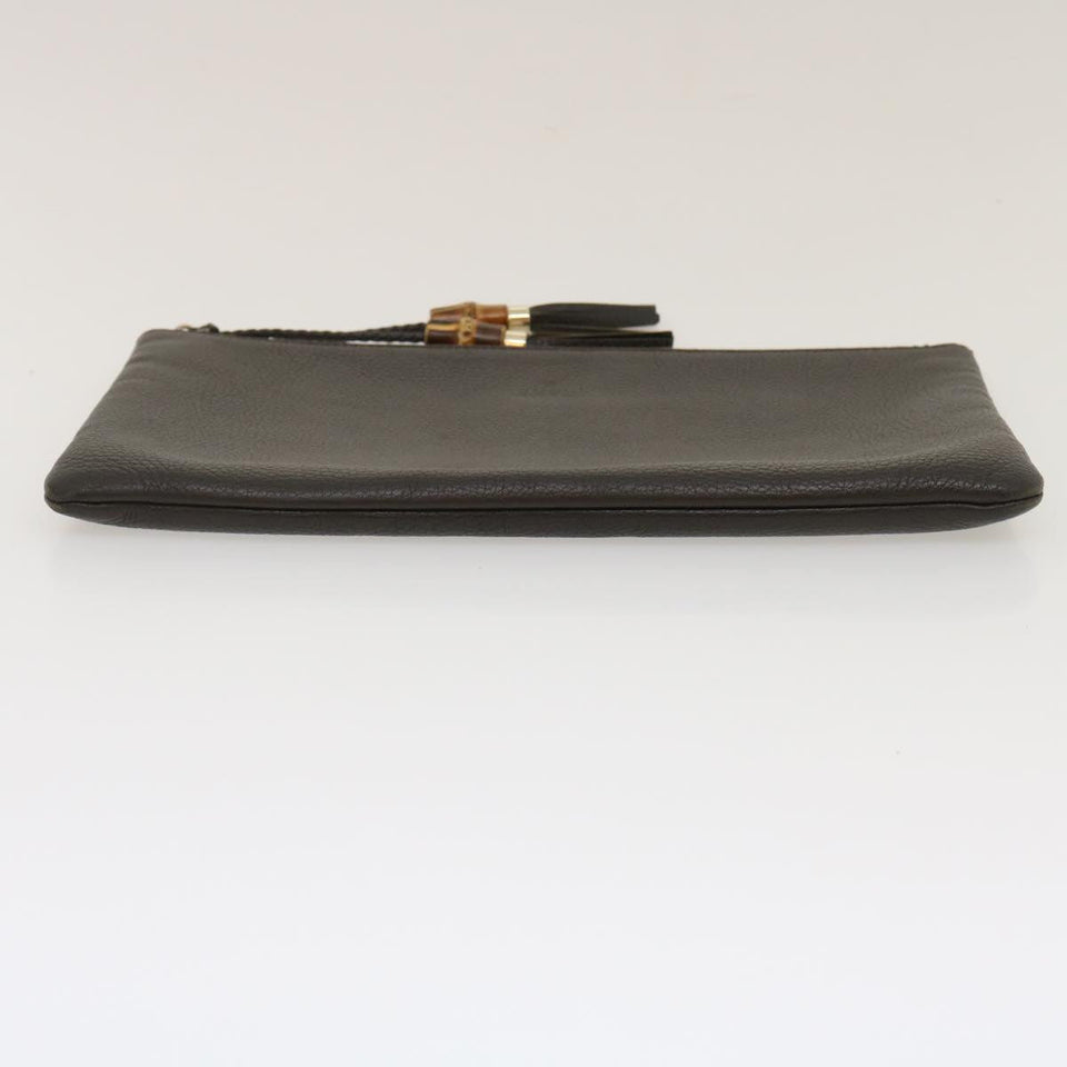 Gucci Clutch Bag Leather Bamboo Brown ki1847