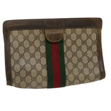 Gucci Web Sherry Line GG Canvas Clutch Bag Beige Red Green ki1942