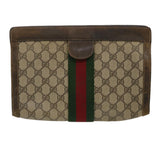 Gucci Web Sherry Line GG Canvas Clutch Bag Beige Red Green ki1942