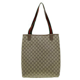 Gucci Web Sherry Line GG Canvas Tote Bag PVC Leather Beige Green Red ki2105