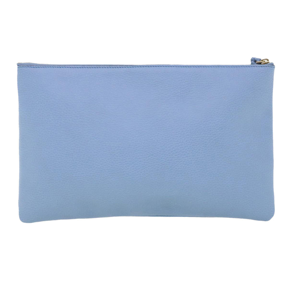 Gucci Bamboo Fringe Clutch Bag Leather Light Blue ki2160