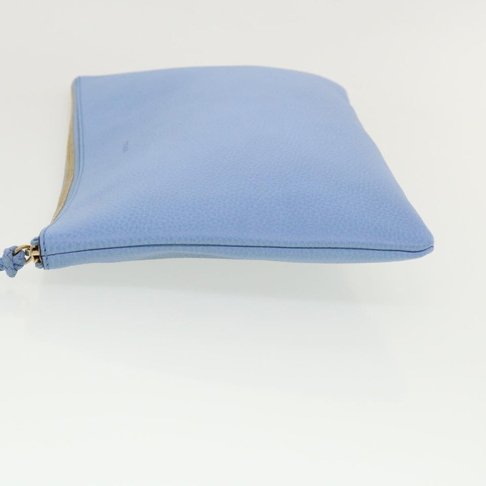 Gucci Bamboo Fringe Clutch Bag Leather Light Blue ki2160