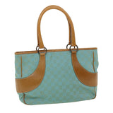 Gucci GG Canvas Tote Bag Light Blue Brown 113011 ki2206