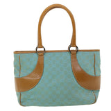 Gucci GG Canvas Tote Bag Light Blue Brown 113011 ki2206