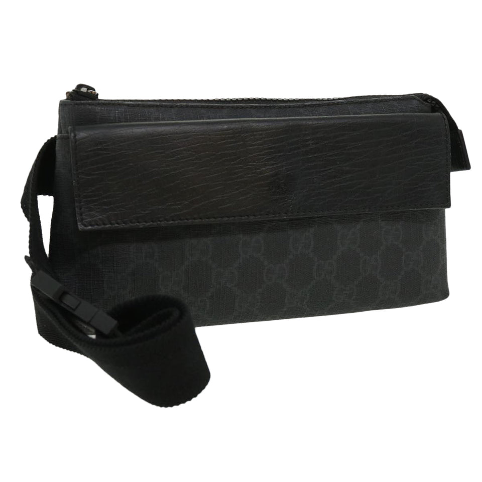 Gucci GG Canvas Waist Bag PVC Leather Black ki2372