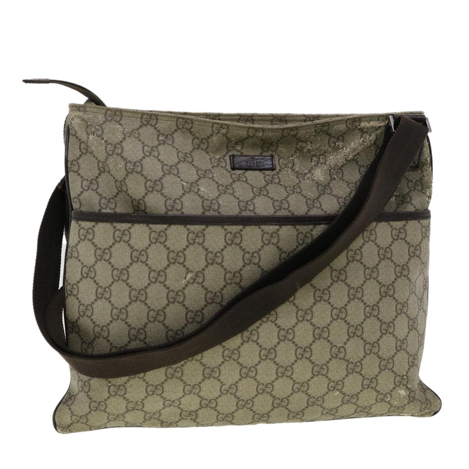 Gucci GG Canvas Shoulder Bag PVC Leather Beige ki2436