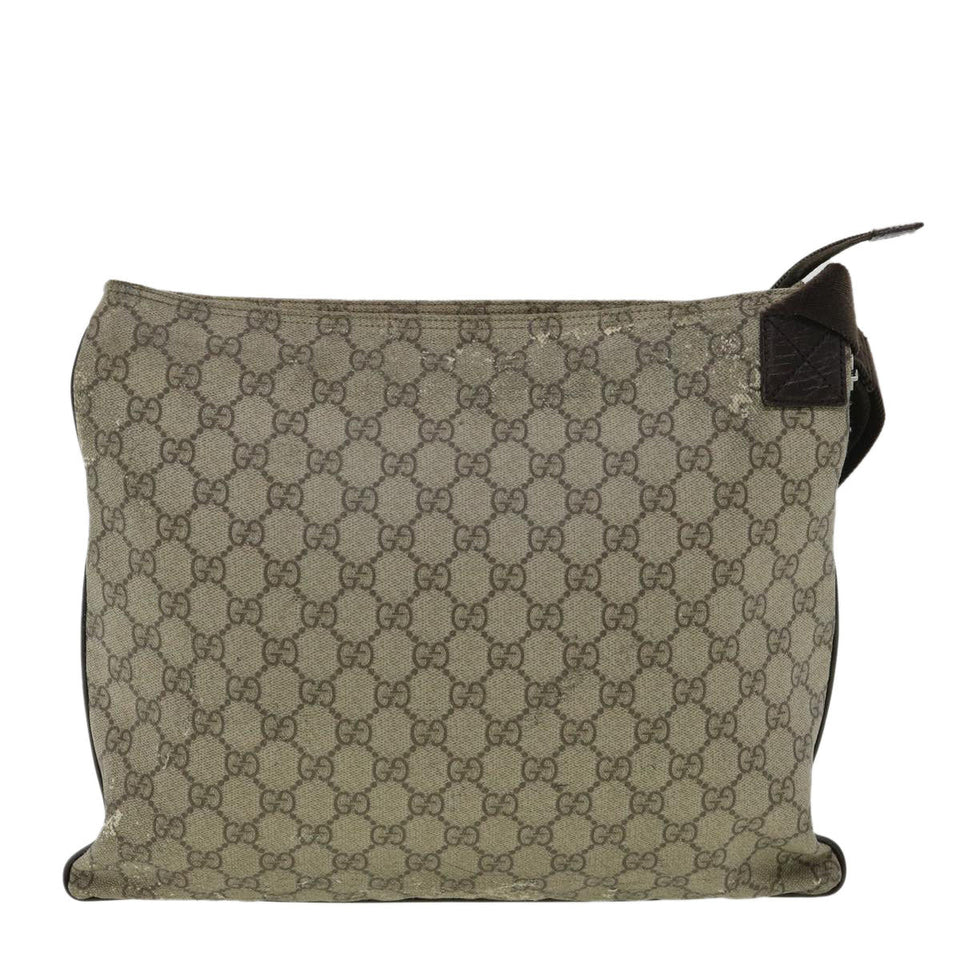 Gucci GG Canvas Shoulder Bag PVC Leather Beige ki2436