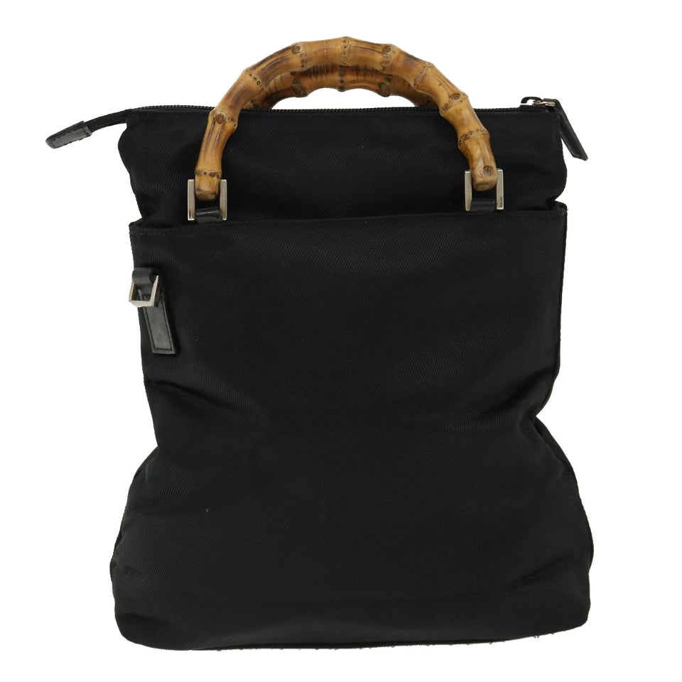 Gucci Bamboo Hand Bag Nylon Black ki2495