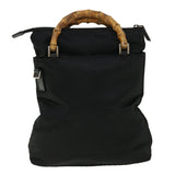 Gucci Bamboo Hand Bag Nylon Black ki2495
