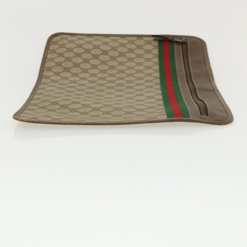 Gucci GG Canvas Web Sherry Line Clutch Bag Beige Red Green ki2511
