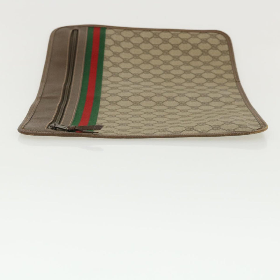 Gucci GG Canvas Web Sherry Line Clutch Bag Beige Red Green ki2511