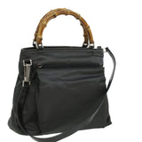 Gucci Bamboo Hand Bag Nylon Gray ki2537