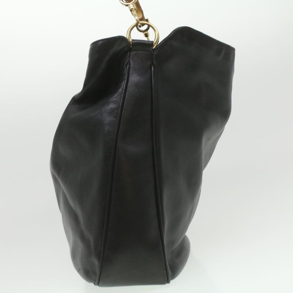 Gucci Bamboo Shoulder Bag Leather 2way Black 001.1577.200047 ki2750