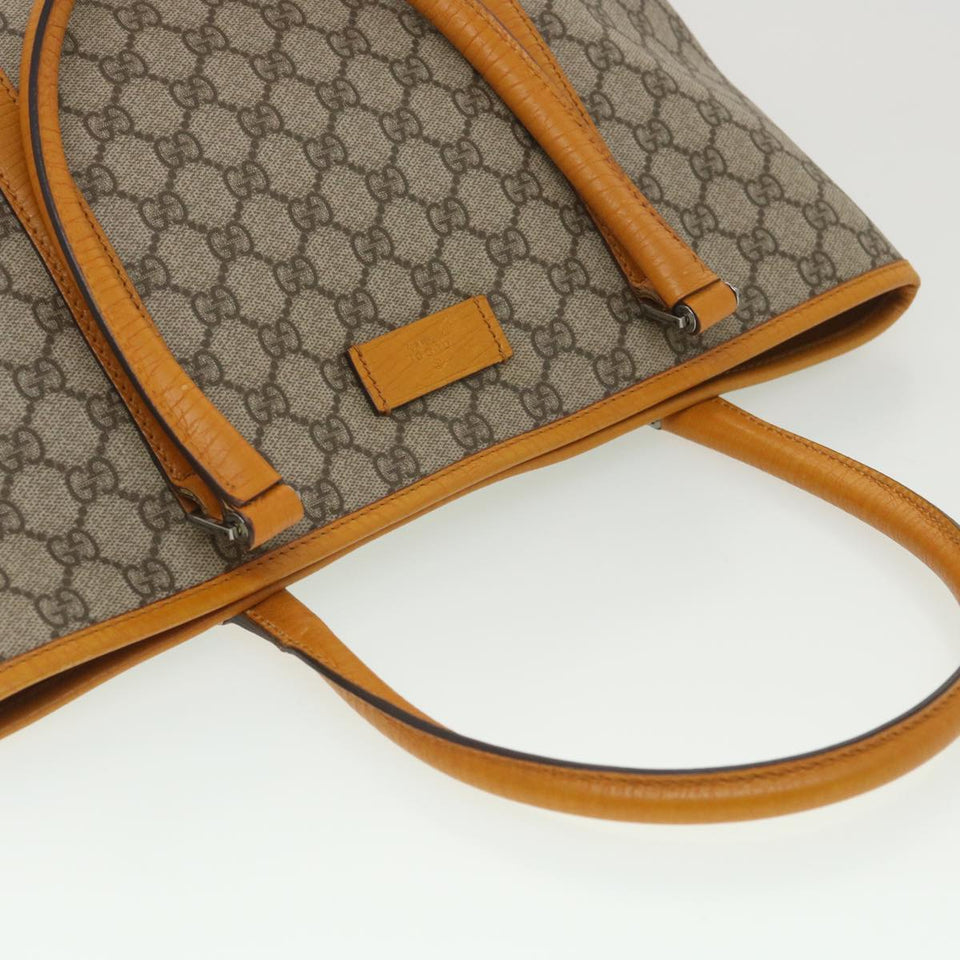 Gucci GG Canvas Tote Bag PVC Leather Orange Beige 114595 ki2771