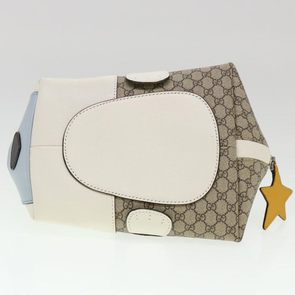 Gucci GG Canvas Bear Hand Bag PVC Leather Beige ki2797