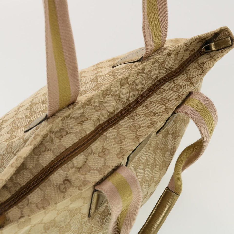 Gucci GG Canvas Sherry Line Tote Bag Gold Pink 131230 ki2872