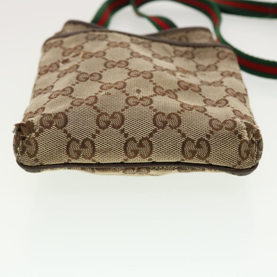 Gucci GG Canvas Web Sherry Line Shoulder Bag Beige Green Red 141863 ki2891