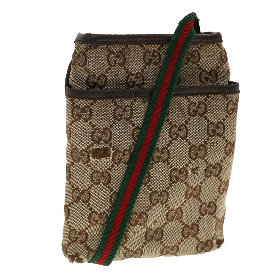 Gucci GG Canvas Web Sherry Line Shoulder Bag Beige Green Red 141863 ki2891