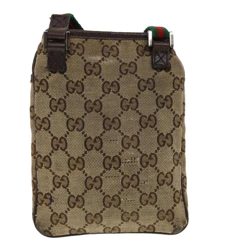 Gucci GG Canvas Web Sherry Line Shoulder Bag Beige Green Red 141863 ki2891