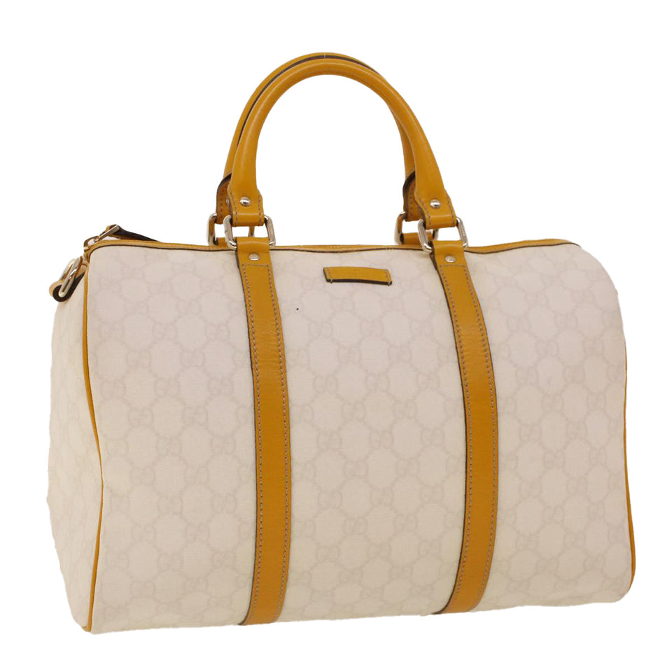 Gucci GG Canvas Boston Bag PVC Leather White Yellow 193603 ki2920