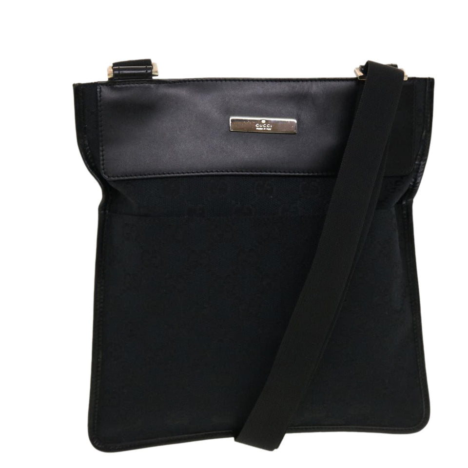 Gucci GG Canvas Flat Shoulder Bag Black 0348 ki2992