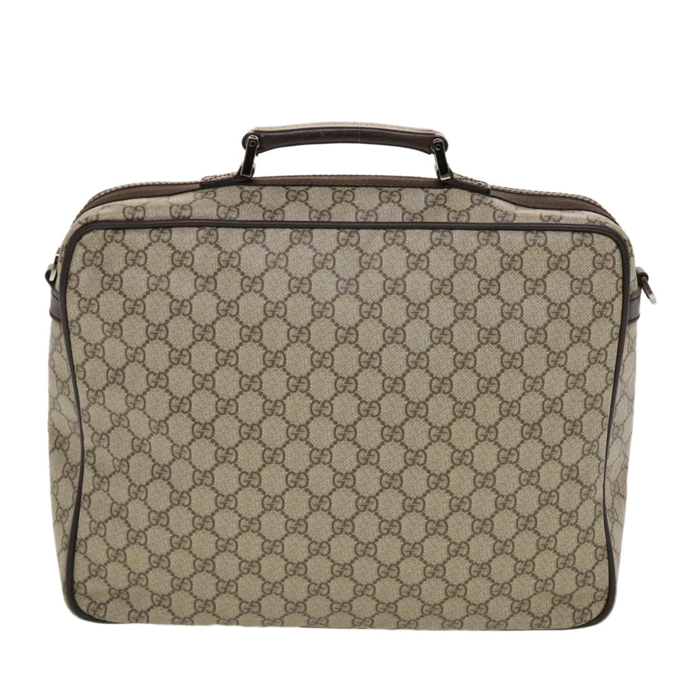 Gucci GG Canvas Business Bag PVC Leather Beige Dark Brown 145846 ki2995