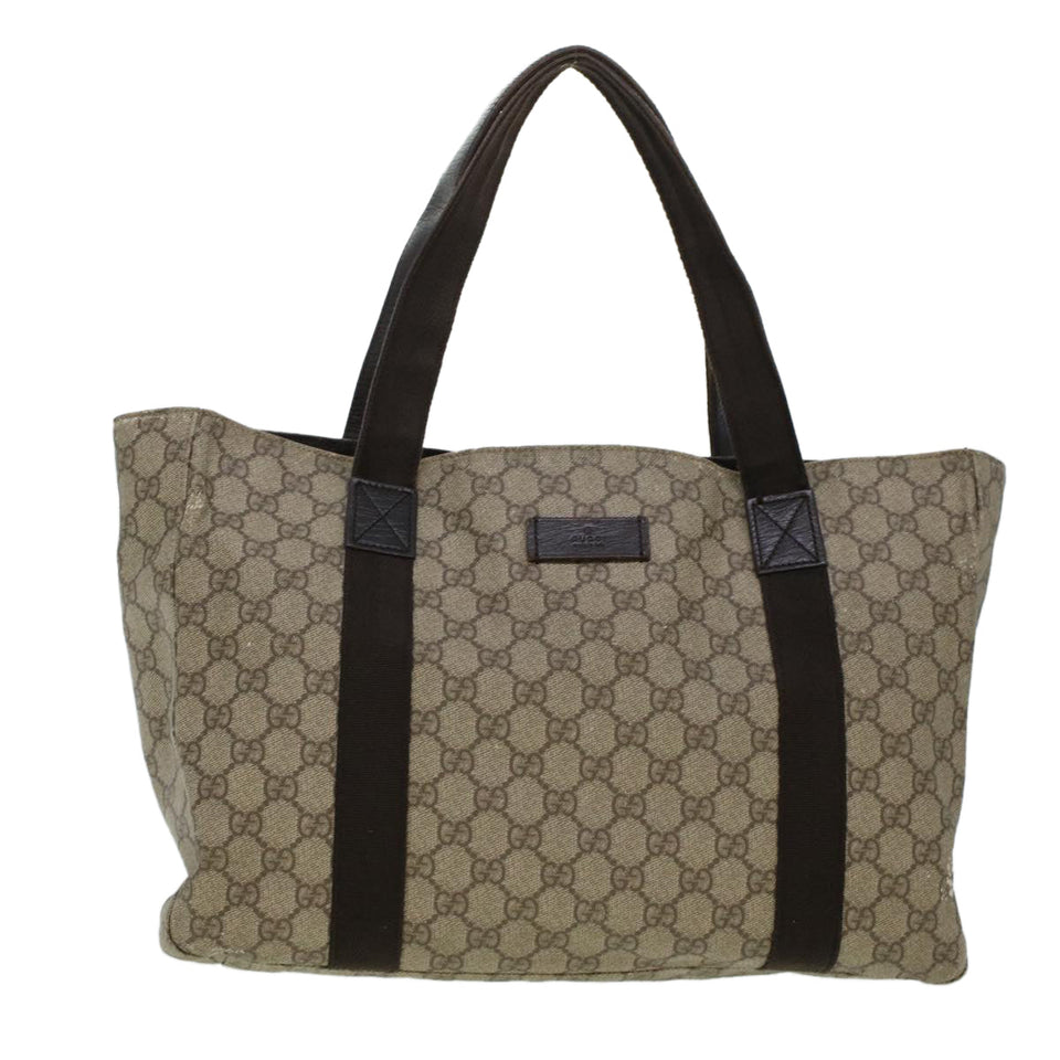 Gucci GG Canvas Tote Bag PVC Leather Beige 141624 ki3005