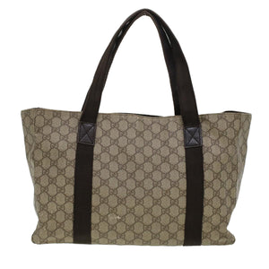 Gucci GG Canvas Tote Bag PVC Leather Beige 141624 ki3005