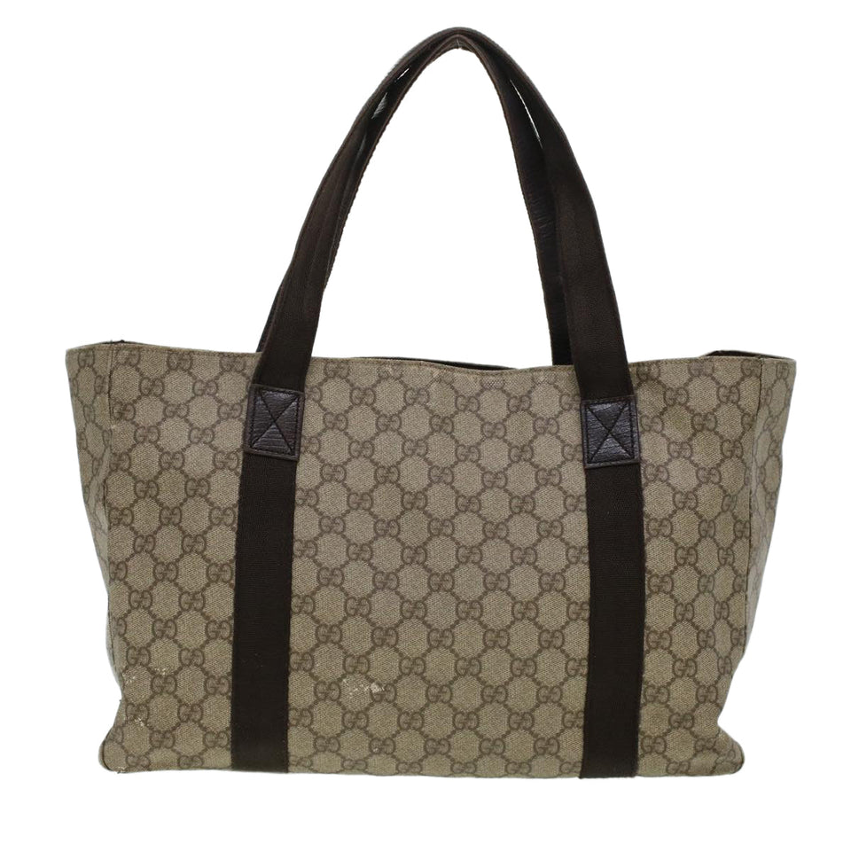 Gucci GG Canvas Tote Bag PVC Leather Beige 141624 ki3005