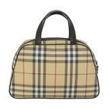 Luxury Burberry Nova Check Hand Bag PVC Leather Beige Auth ki3649