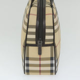 Luxury Burberry Nova Check Hand Bag PVC Leather Beige Auth ki3649