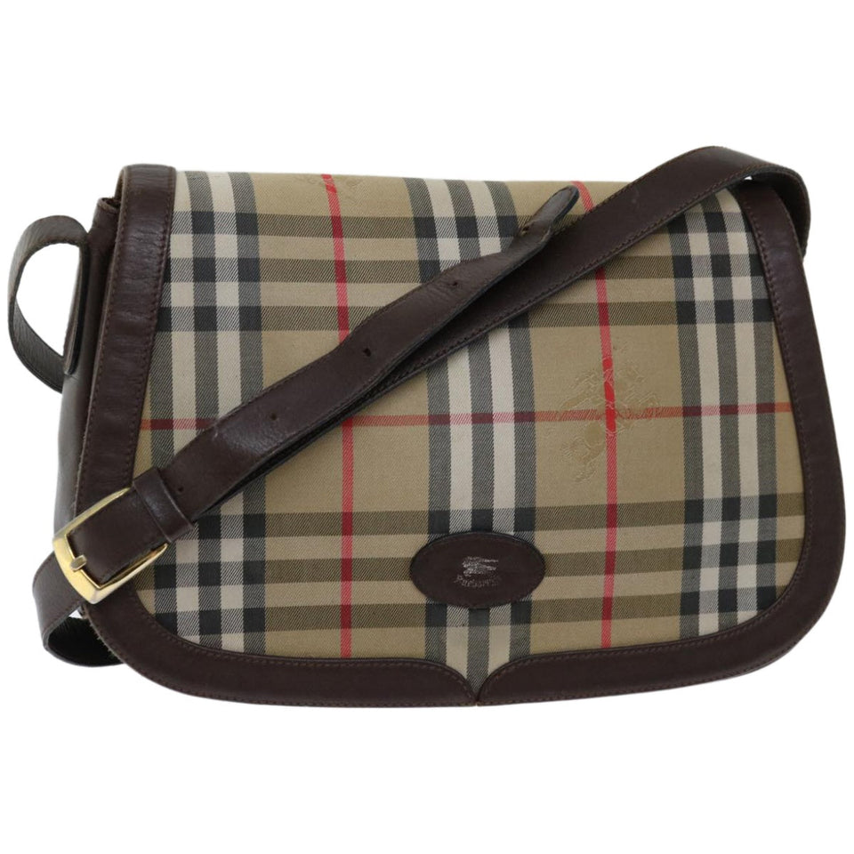 Luxury BurberrySs Nova Check Shoulder Bag Canvas Beige Auth ki4096
