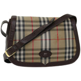 Luxury BurberrySs Nova Check Shoulder Bag Canvas Beige Auth ki4096