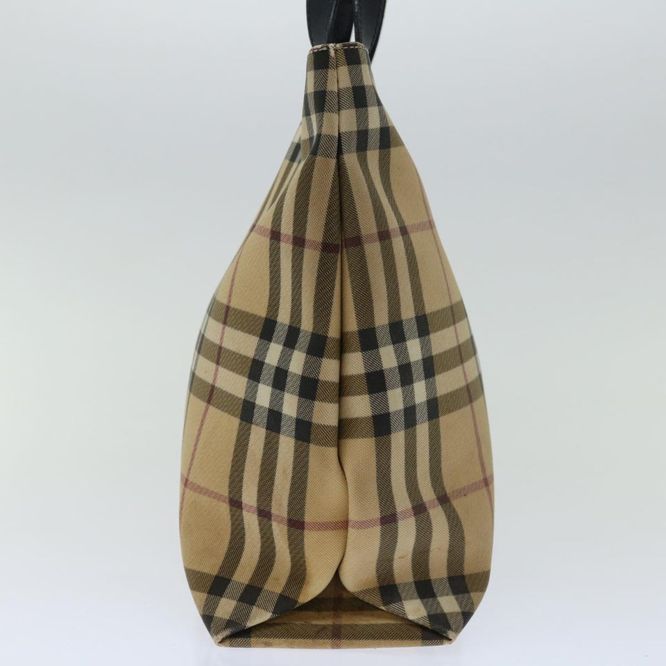 Luxury Burberry Nova Check Hand Bag PVC Beige Auth ki4182