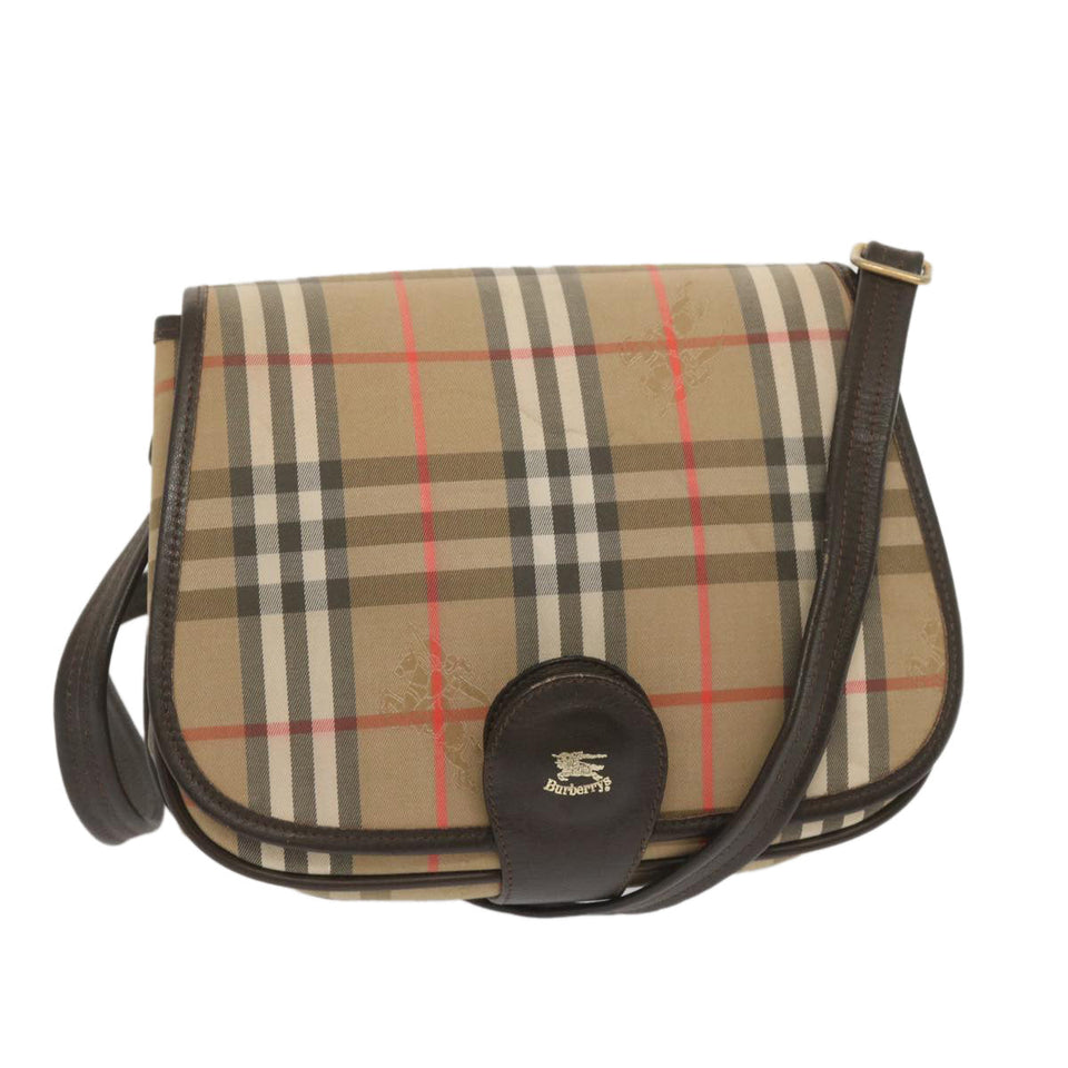 Luxury BurberrySs Nova Check Shoulder Bag Canvas Beige Auth ki4186