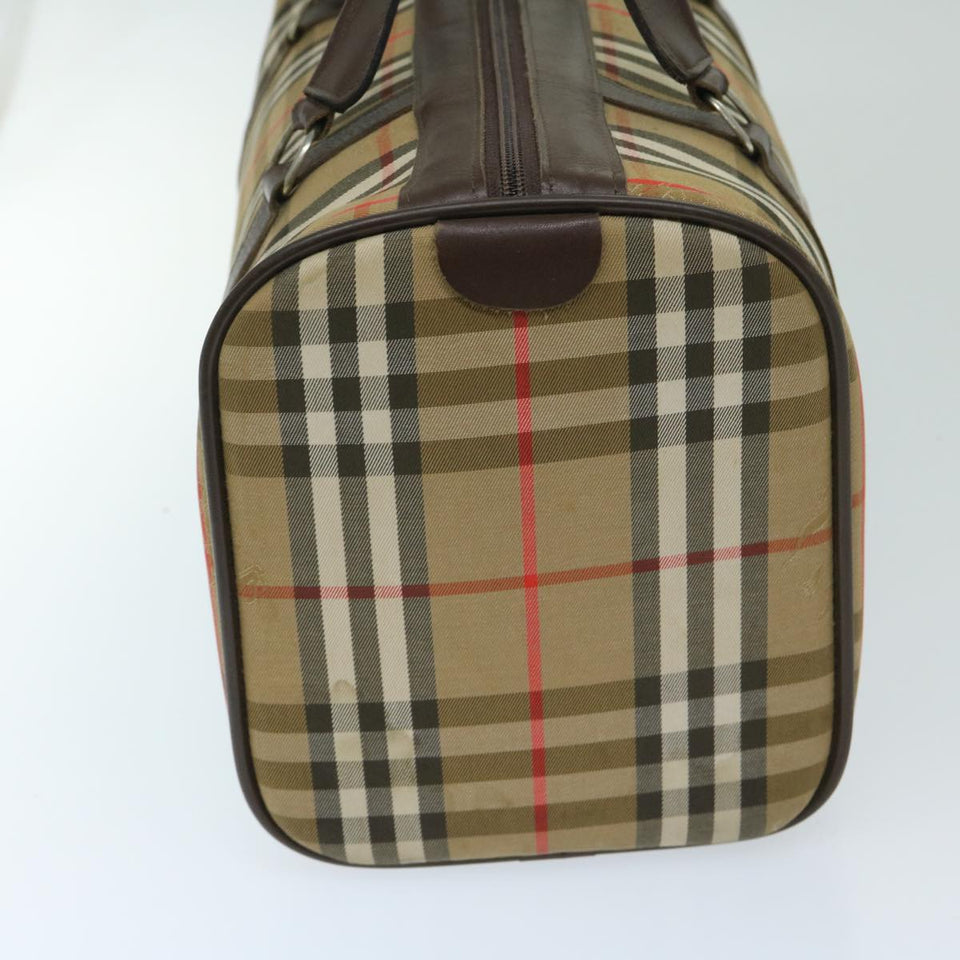 Luxury BurberrySs Nova Check Boston Bag Canvas Beige Auth ki4187