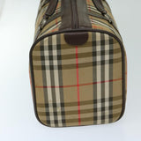 Luxury BurberrySs Nova Check Boston Bag Canvas Beige Auth ki4187