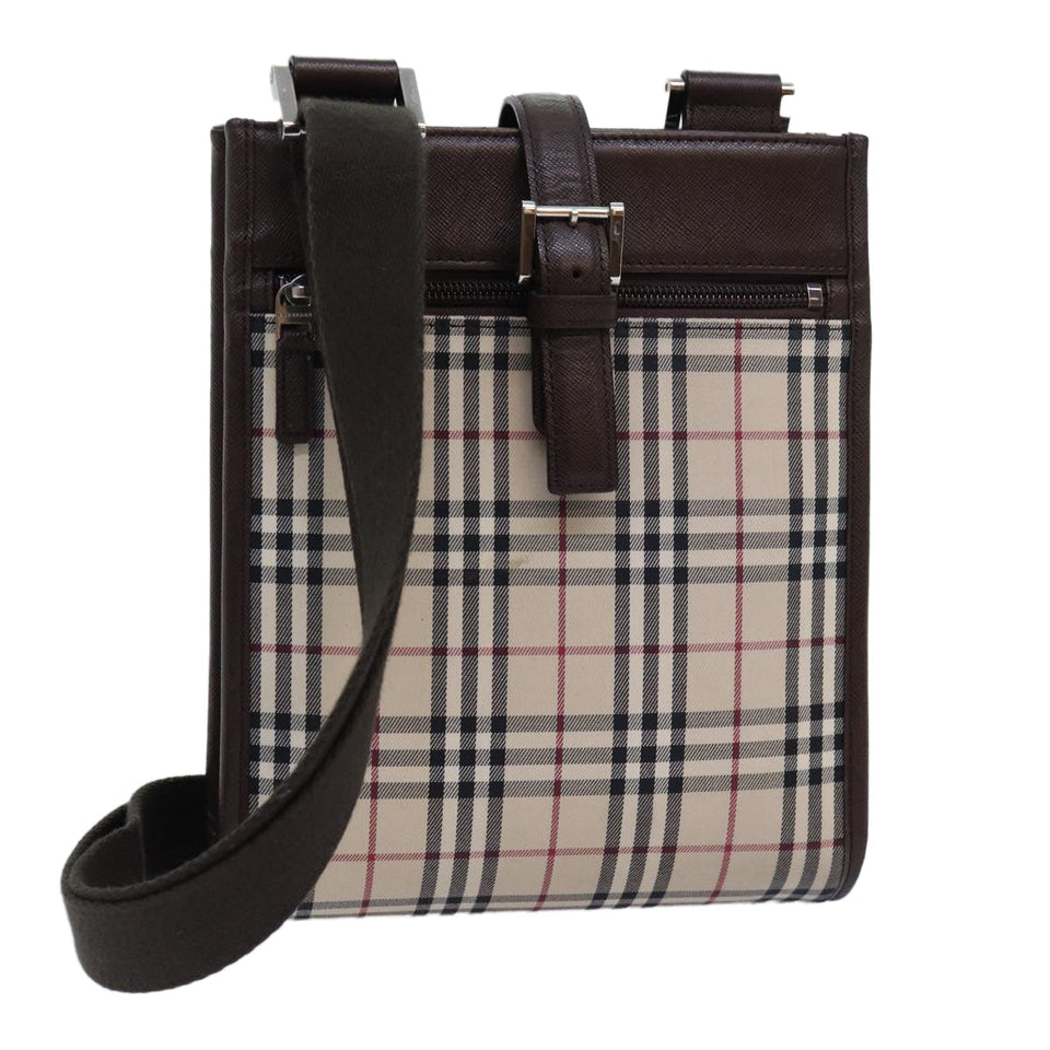 Luxury Burberry Nova Check Shoulder Bag Canvas Beige Brown Auth ki4418