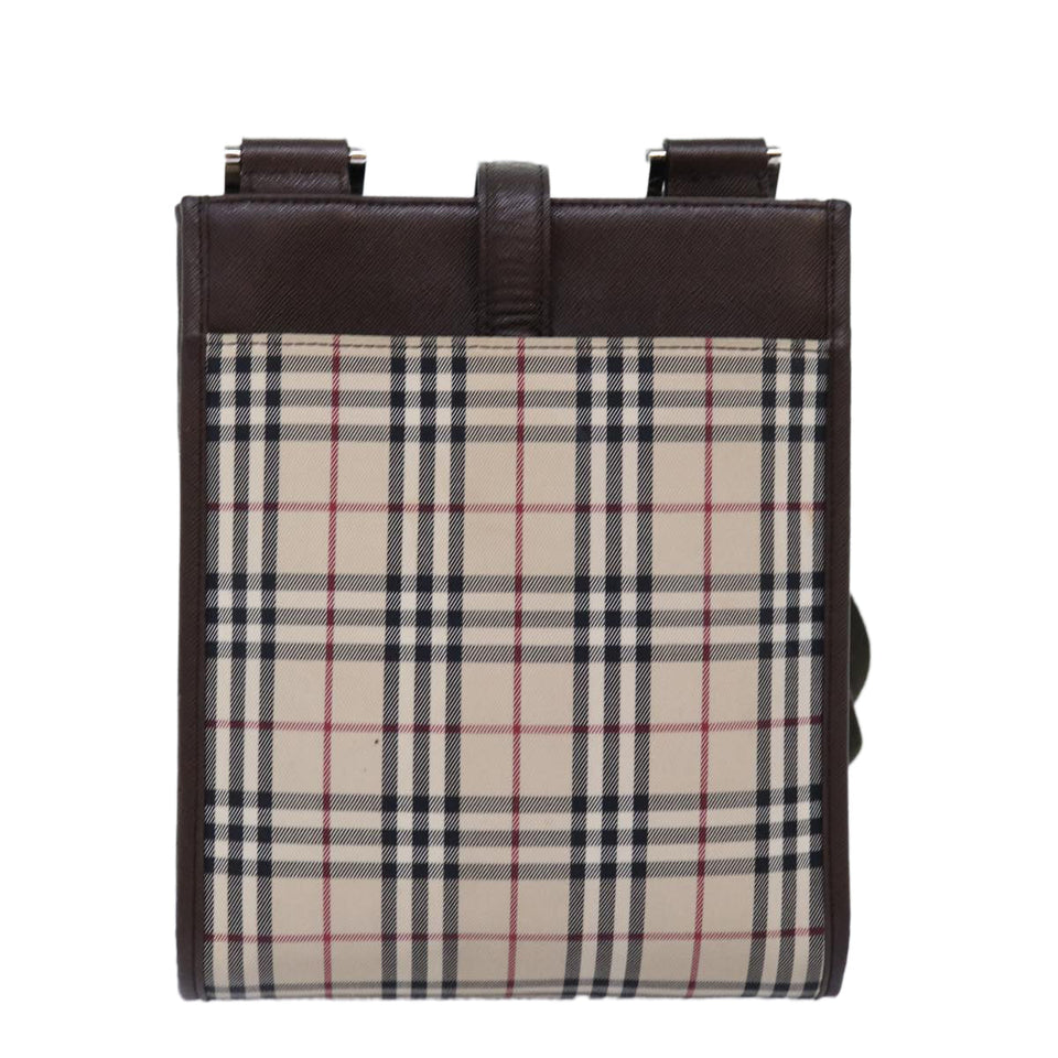 Luxury Burberry Nova Check Shoulder Bag Canvas Beige Brown Auth ki4418